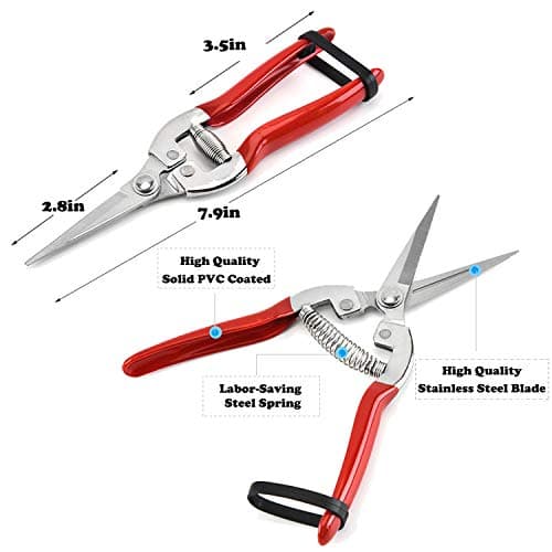 Pruning Shears with Stainless SK5 Steel Blades+Straight Tip Gardening Shears Garden Shears Garden Clippers Florist Scissors Hand Pruners Garden Tools Gardening Tools Set,Red
