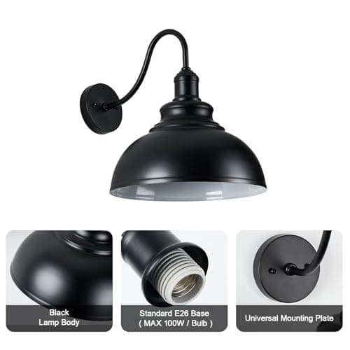 2 Pack Outdoor Wall Lights 14 inch Exterior Barn Wall Sconce Fixture Wall Mount Lantern Waterproof Black Wall Lamps Lumiere Outside Porch Lights House Garage Doorway Patio Front Door Entryway