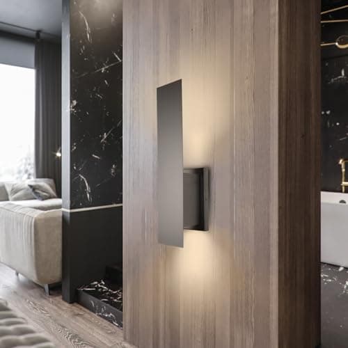 Indoor Wall Sconces, Modern Wall Lights, Up and Down Wall Mount Light, Dimmable Hardwired Wall Light for Bedroom, Living Room, Hallway, GU10 Bulbs Excluded (Matt Black)