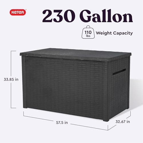 Keter Java XXL 230 Gallon Resin Large Outdoor Storage Box for Patio Storage Box, Outdoor Cushions, Garden Tools and Pool Floats, Dark Grey