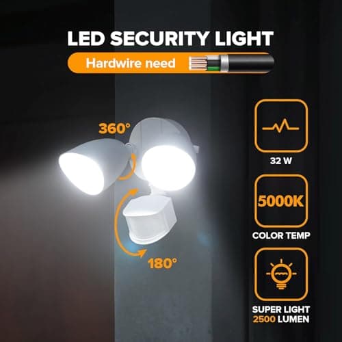 LUTEC 32W 2500 Lumen LED Security Lights Motion Sensor Light Outdoor, 5000K Daylight, IP65 Waterproof, Dusk to Dawn, Motion Detector Flood Light for Garage, Yard, Porch-White