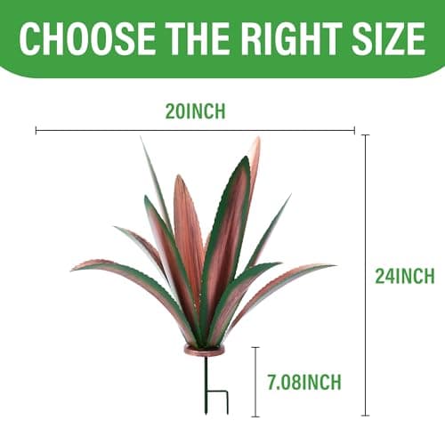 Metal Agave Plant Home Decor, Enlarge Thickened Metal Agave Garden Art for Outdoor Decor, Patio Lawn, Garden Sculpture Statue Green