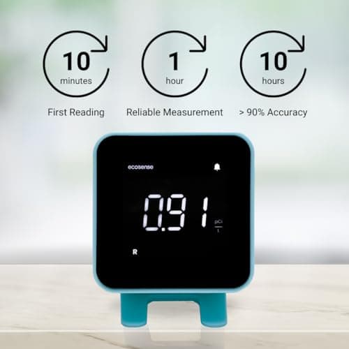 Ecosense EB100 EcoBlu, Home Radon Detector, Capture & Display Results Every 10 Minutes, Short & Long-Term Continuous Monitoring, Easy to Use