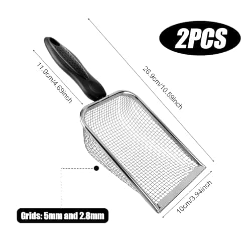 2pcs Gardening Soil Sifter, 5 & 2.8mm Garden Sand Compost Sieves Dirt Rocks Scoop Shovels with Ergonomic Handle Planting Tool Accessories Supplies