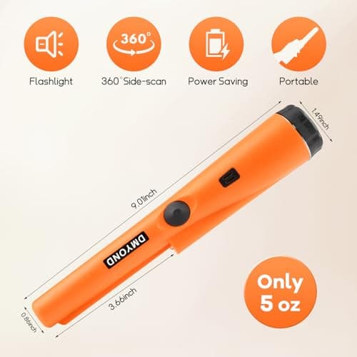 Dmyond Metal Detector Pinpointer, Professional Waterproof Handheld Pin Pointer Wand, Search Treasure Pinpointing Finder Probe with 9V Battery for Adults, Kids