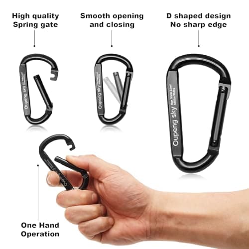 Carabiner Clip, 855lbs,3" Iron Heavy Duty Caribeaners for Hammocks, Camping Accessories,Hiking,Keychains,Outdoors and Gym etc,D Shaped Spring Hook Small Carabiners for Dog Leash,Harness and Key Ring.
