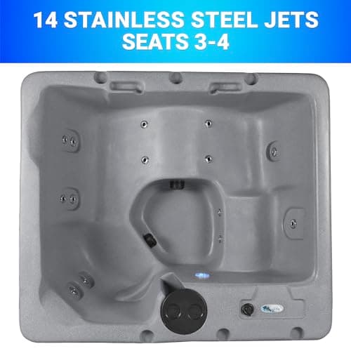 Aqualife Current 4-Adult Outdoor Hot Tub, Uses Standard Outlet, 14 Hydrotherapy Jets, Underwater Led Lighting, Cover Included