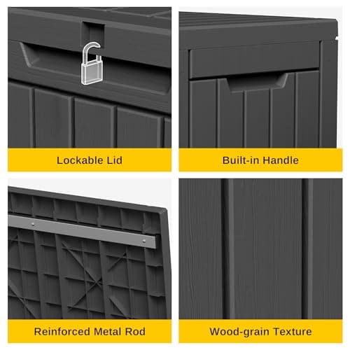EAST OAK Outdoor Storage Box, 60 Gallon Deck Box Indoor and Outdoor Use, Black