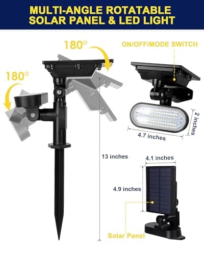 Solar Spotlights Outdoor Waterproof Solar Landscape Lights, Color Changing Solar Powered Garden Lights, Auto On/Off Solar Spot Lights for Outside, Multicolor, 4 Pack, JY2226