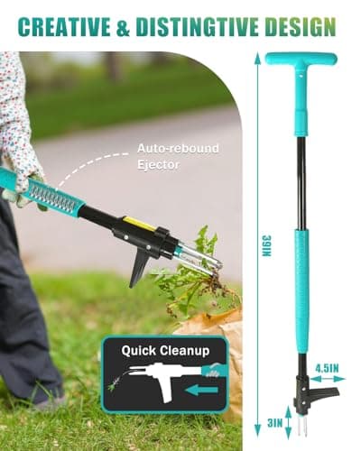 Breeze Touch 39" Weed Pulling Tool, 3-Claw Detachable Weed Puller Tool with Long Handle, Heavy Duty Stand Up Weeder Weeding Tool for Lawn, Yard, Garden, Crabgrass, Dandelion Picker, Weed Remover