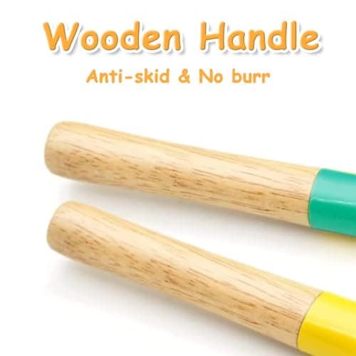 Beach Toys for Kids, 6Pcs 8'' Kids Gardening Tools Sand Toys Set, Metal Garden Tools with Sturdy Wooden Handle, Cylinder, Spoon, Fork, Rake, Flat & Pointed Shovel, Gifts for Children