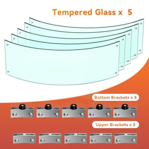 Skyflame Fire Pit Glass Wind Guard Round, 33 x 7 inches Tempered Glass Flame Shield, Fits 31” Round Fire Pit Burner Pans, Fire-Resistant Windscreen Set