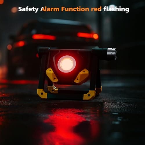 Samyoung 2 Pack Magnetic 2000 LM LED Work Light, 10 Hours Long Lasting 360°Rotating 7000K Warm Rechargeable Work Light Folding Waterproof for Job Site Car Inspection Camping Emergency