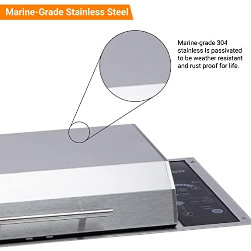 KENYON Frontier Built-in Electric Grill, Single Burner With IntelliKEN Touch Control, Stainless Steel Body, Rust-Proof Grill, UL-Approved For Indoor And Outdoor Use, Dishwasher Safe Grate, 120 Volts