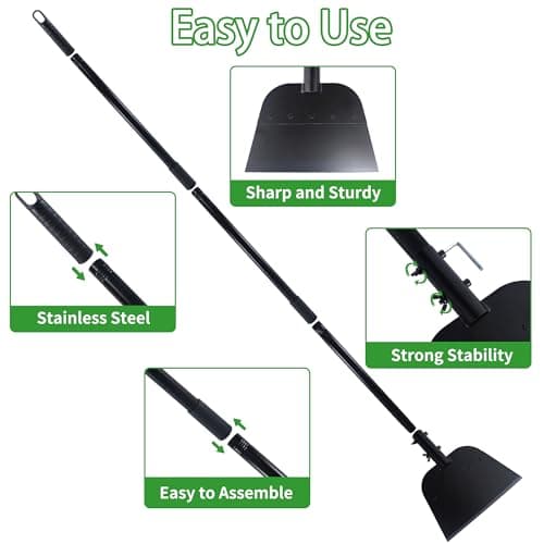 Multifunctional Garden Cleaning Shovel, Heavy Duty Steel Flat Shovel with 55" Adjustable Handle, Floor Weeding Scraper, Outdoor Spade Tool for Weeding, Lawn Edging, Digging, Ice Removal