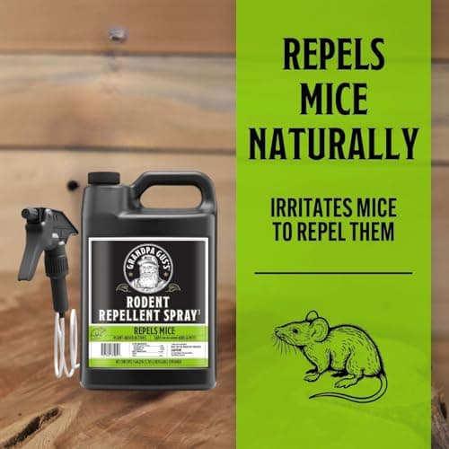 Grandpa Gus's Rodent Repellent Spray with Sprayer, Natural Peppermint & Cinnamon Oils Repel Mice and Stop Rats, 1 Gallon (Pack of 1)