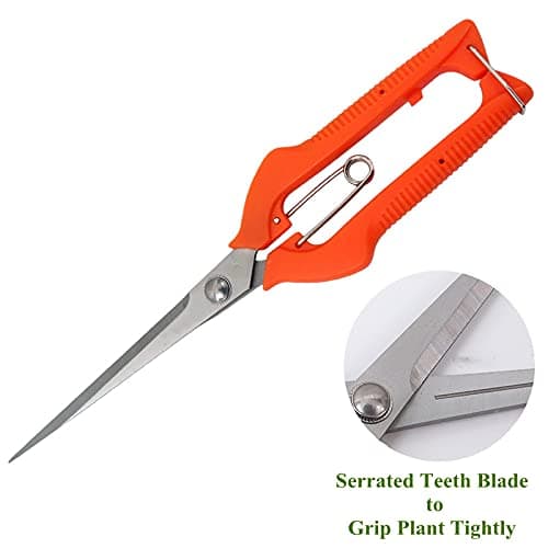 9.8 Inch Gardening Hand Pruner, Pruning Shear with Lengthened Straight Stainless Steel Blade, Micro-Tip Snips for Narrow Space, Extra Long Nose Garden Scissors …