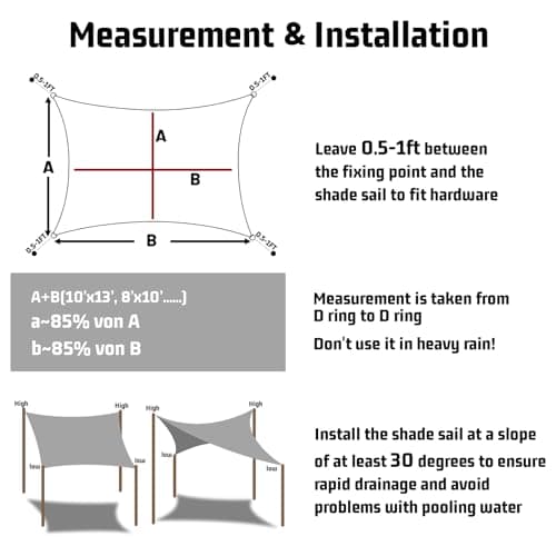 LOVE STORY Waterproof 10'x10' Rectangle Sand Sun Shade Sail Cannoy UV Resistant for Outdoor Patio Garden Backyard (We Make Custom Size)