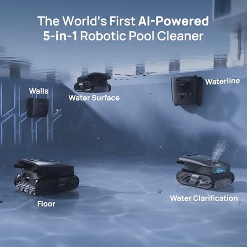 Beatbot AquaSense 2 Ultra Cordless Pool Vacuum Robot for Complex Pools, Pool Mapping with AI Camera, 5-in-1 Cleaning, Smart Surface Parking, Water Surface Cleaning, Water Clarification – Midnight Blue