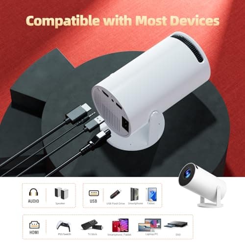 Mini Projector with WiFi and Bluetooth, Portable Projector Full HD 4K Support with Automatic Vertical Keystone Correction 270° Rotation Projector and Android 11.0 Smart Projector