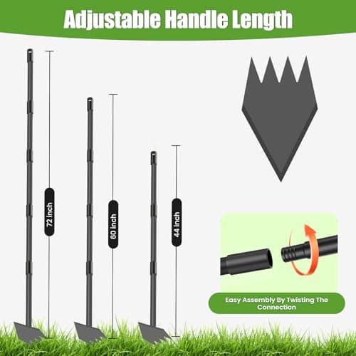Luvenia Garden Hoe Triangle Sharp Hoes Garden Tool Manual Weeder Gardening Weeding Tool 60" Long Handle 2-in-1 Adjustable Stainless Steel Heavy Duty Hoes for Digging Soil Weeding Planting