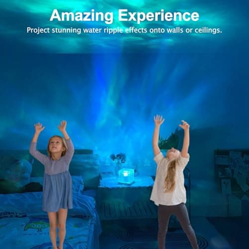 Northern Lights Projector Rechargeable,Lava Lamp Ambient Lighting Mood Lighting Ocean Wave Projector with 16 Colors and Dynamic Ripple Effect for Living Room Bedroom Decor - Cordless