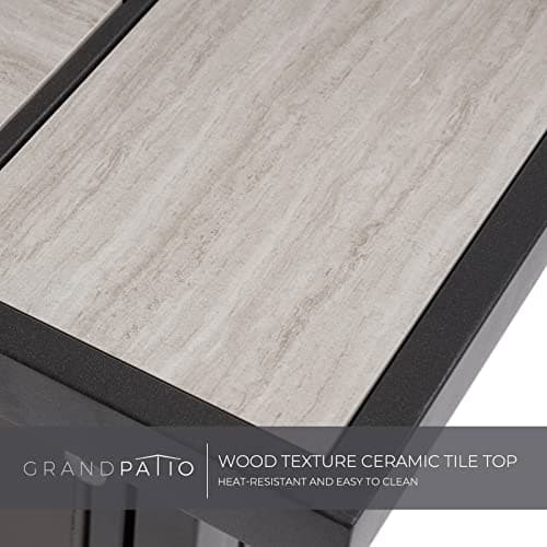 Grand Patio Outdoor 43-Inch CSA Safety Approved Gas Fire Pit Table 50000 BTU Rectangle Propane Fire Pit with Ceramic Tile Top and Wicker Base
