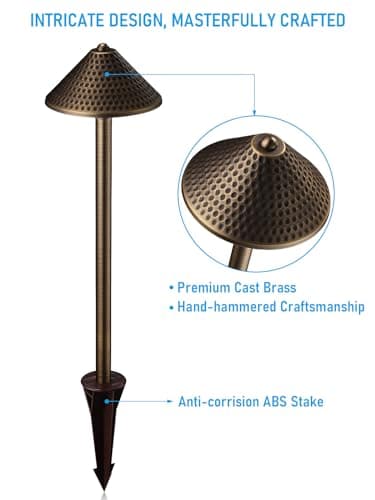 LEONLITE Outdoor Solid Cast Brass Pathway Lights, 12V Low Voltage Landscape Lights for Walkway, Garden, Work with G4 Bulb, (Bulbs Not Included), IP65, 21.5'' Tall, 6.85'' Shade, Bronze, Pack of 4