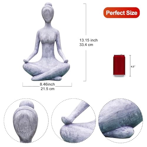 Goodeco Zen Lady Garden Outdoor Statue - Resin Collectible Figurines for Home Decor Accents & Shelf Decoration, Great Gift Ideas, 11.4 Inches (Grey)