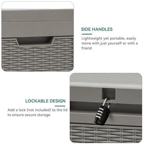YITAHOME 60 Gallon Resin Deck Box, Weather Resistant Outdoor Rattan Storage Box, Lockable Indoor Outdoor Storage for Supplies and Essentials, Taupe