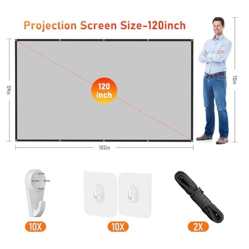 ALR Projection Screen, 4K Movie Projector Screen 16:9 HD Foldable Anti-Crease Portable Projector, Movies Screen for Home Theater Outdoor Indoor Support Double Sided Projection (120in Pro)