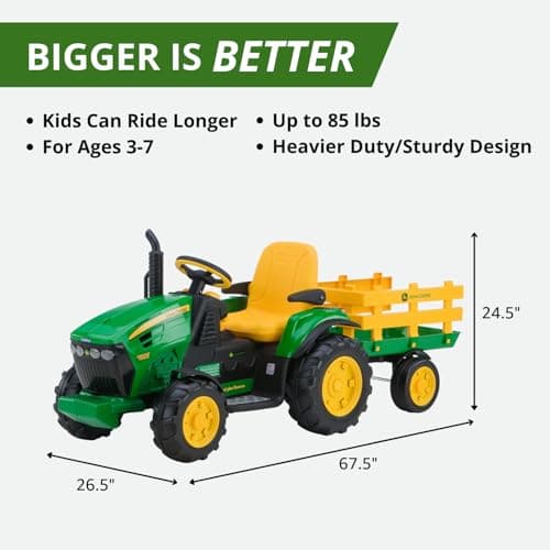 Peg Perego John Deere Ground Force Tractor with Trailer 12 Volt Ride on