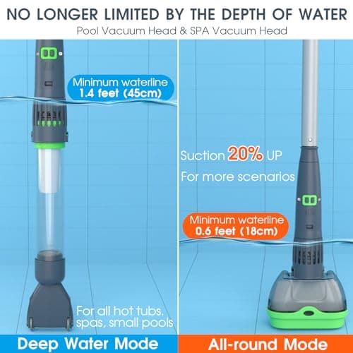 4 in 1 Rechargeable Spa Hot Tub Vacuum Cleaner for Hot Tub, Small Above Ground & Inground Pool - Magnetic Drive System, 90 Mins, Fine Mesh Filter Bags, Oil Absorbers, Pool Poles