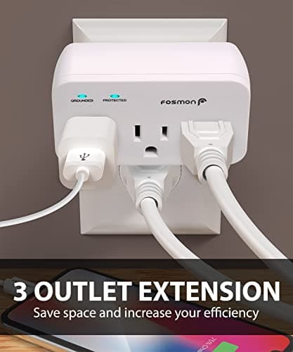 Fosmon Refrigerator Surge Protector, 3 Outlet Heavy Duty Appliance Surge Protector with High Joules for Fridge, Microwave, Washing Machine, Garage Door, 1200J, 1875 Watts, 3 Prong, ETL Listed