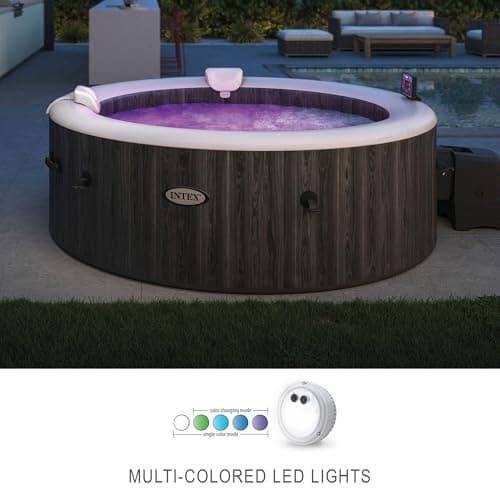 Intex PureSpa Battery Powered Submersible Multi-Colored LED Light PureSpa Models with White, Green, Teal, Blue, and Purple Lights