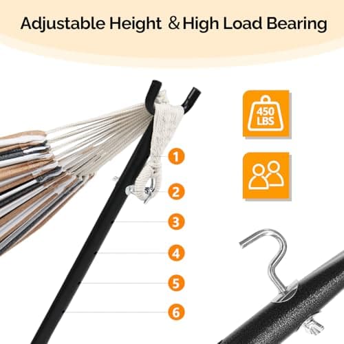 ONCLOUD 9 FT Hammock Stand Only, Heavy Duty Adjustable Indoor Outdoor Space Saving Steel Stand with Carrying Case, Universal Hammock Stand with 450 Pounds Capacity for Garden, Yard, Patio, Black
