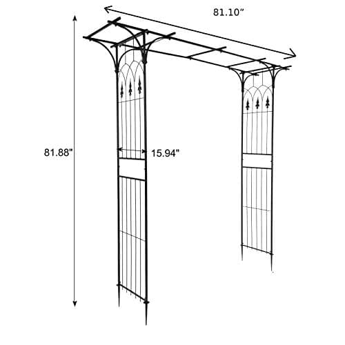 VINGLI Garden Arbor, Arch Archway for Wedding Ceremony Party, Steel Garden Trellis for Plant Climbing, Christmas Decorations Pergola for Backyard, Lawn (Black)