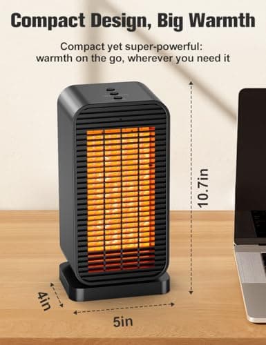 BALKO Space Heater, Portable Electric Heaters for Indoor Use with Thermostat, Fan Mode, Remote Control, Tip-over & Overheat Protection, 1500W PTC Ceramic Safety Heaters for Large Room/Office/Bedroom