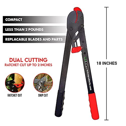 EZ Kut BranchCutter Anvil Loppers. Ratcheting Tree Cutter - Sub Compact Lightweight Packable Loppers best Tree Branch Cutter - Yard Tools Since 1988