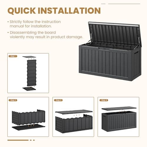 Deck Box, 81 Gallon Outdoor Storage Box Lockable Patio Waterproof for Furniture, Garden Tools,Sports Equipment and Pool Supplies, Waterproof, Resin, Lockable