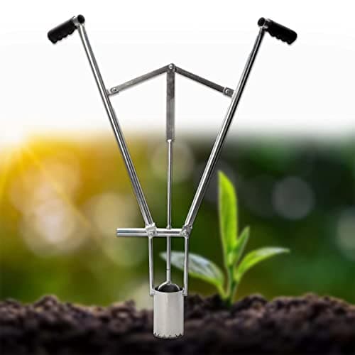 AIWFL Seedling Transplanter Long Handled Bulb Planter, Stainless Steel Manual Plant Transplanter Weeder Sod Plugger Flower Planting Garden Tool