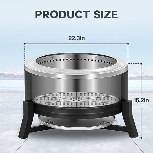 BALI OUTDOORS 22 inch Smokeless Firepit Outdoor, Outdoor Fire Pit Patio with Ash Pan, Portable Fire Pit Wood Burning