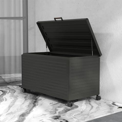 134 Gallon Large Outdoor Deck Box with Wheels, Storage Box with Lid for Patio Furniture, Garden Tools, Outdoor Cushion, Charcoal