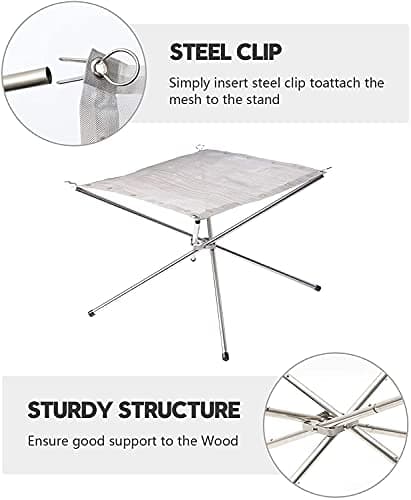 Portable Outdoor Fire Pit 16.5 Inch - New Upgraded Camping Fire Pit Collapsible Foldable Mesh Fire Pits Fireplace for Camping, Campfire, Patio, Backyard and Garden - Carrying Bag Included