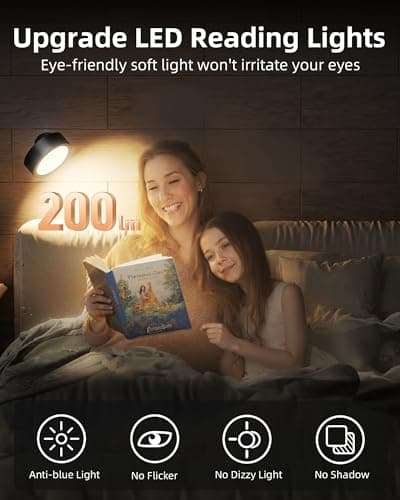 EZVALO LED Wall Mounted Lights, 5500mAh Rechargeable Wall Sconces Lamp, 3 Color Temps & Remote and Touch Control, 360°Rotation Dimmable Cordless Wall Light for Bedroom Reading Study Bedside (2 Pack)
