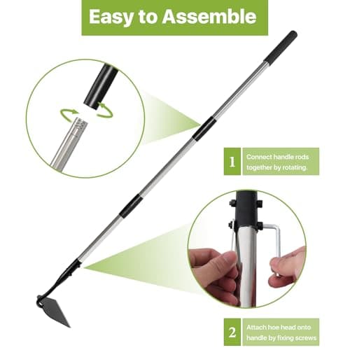Draw Hoe Garden Tool, Heavy Duty Garden Hoes for Weeding Long Handle, Easy Stand Up Scraping Weeder Tool for Garden, 5.5 FT Adjustable Weed Hoe with 6-inch Wide Welded Blade