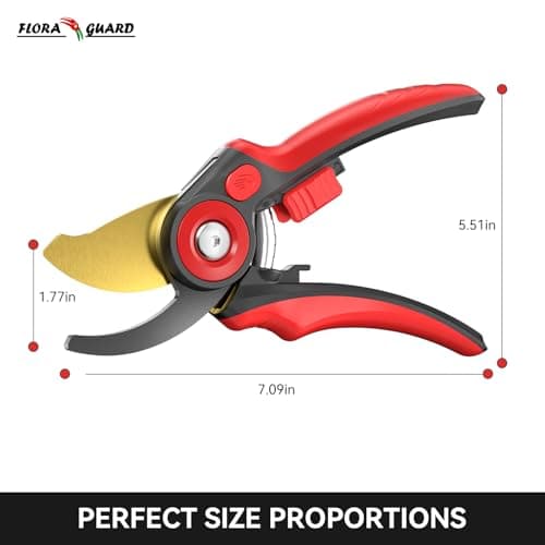 FLORA GUARD Bypass Pruning Shears, Garden Shears Heavy Duty Tree Trimmers & Garden Clippers with Ergonomic Handle, Ideal Hand Pruners for Gardening, Shrubs & Branch Cutting.（HC177）
