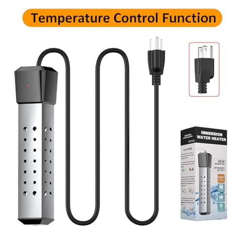 2000W Pool Heater for Inflatable Above Ground Swimming Pool, Immersion Water Heater for Bathtub Automatic Power Off, Submersible Electric Water Heater, Portable Bucket Heater with 304 Stainless Guard