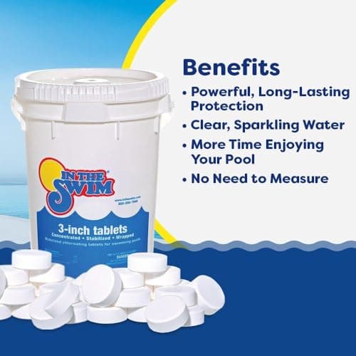 In The Swim Opening Kit and Chlorine Bundle - Pre-Measured Opening Kit for Easy Use - 25 Pound Bucket of 3-Inch Stabilized Chlorine Tablets - Inground and Above Ground Pools Up to 15,000 Gallons