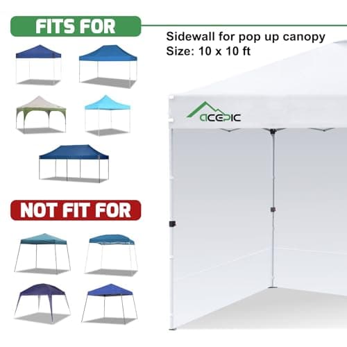 Instant Canopy Tent SideWalls for 10x10 FT Pop Up Canopy, 210D Polyester Waterproof, White (1PCS Sidewall Only, Tent NOT Included)